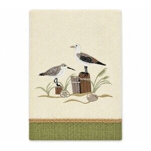 Avanti Sea Birds Bath Towel in Ivory Embroidered Beach Tropical Bath NEW
